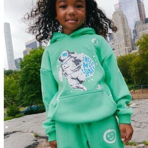 Kids Green Astronaut Hoodie set